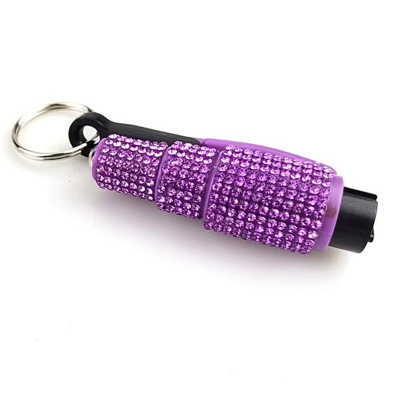 Wholesale Leopard Print Car Key Life Hammer with Diamond Car Plastic Keychain
